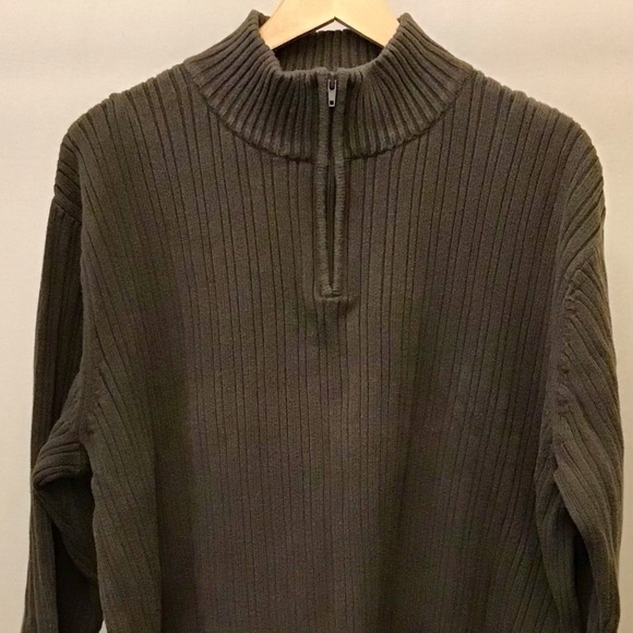 Wilke-Rodriguez XXL 100% Cotton Sweater Olive Army Green Color Pullover Zip - Picture 5 of 9